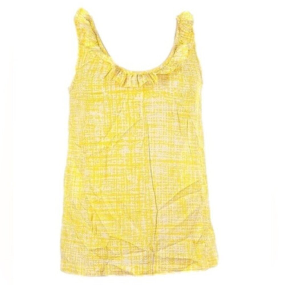 Kate Spade Maddie Yellow Ruffle Tank Top Blouse Size 6 Cotton Silk Sleeveless